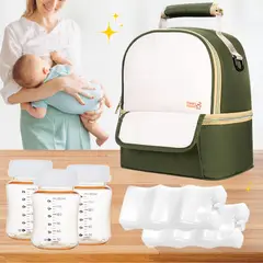 DAUER - Kit Cooler Bag Bolso Termico + 2PortaHielo +3Botellas PPSU V