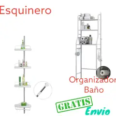 OEM - Kit Organizador De Baño + Esquinero De Baño 2 En 1 Blanco