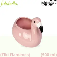 ICHIMATSU - Vaso de cerámica Tiki Flamenco Rosa 500 ml.