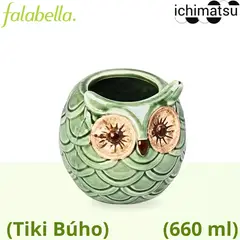 Ichimatsu - Vaso de cerámica Tiki Búho Verde 660 ml.