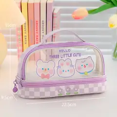 GENERICO - Cartuchera Neceser Doble Espaciosa Morada