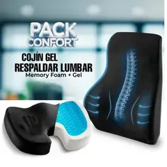 GENERICO - Kit ergonómico con GEL asiento y respaldar Negro