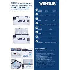 VENTUS - Congeladora Triple Función Tapa Dura 2 Puertas 520 Litros , CTD-520 PRIME -
