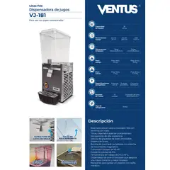 VENTUS - Dispensadora de Jugos 18 Litros, VJ-181