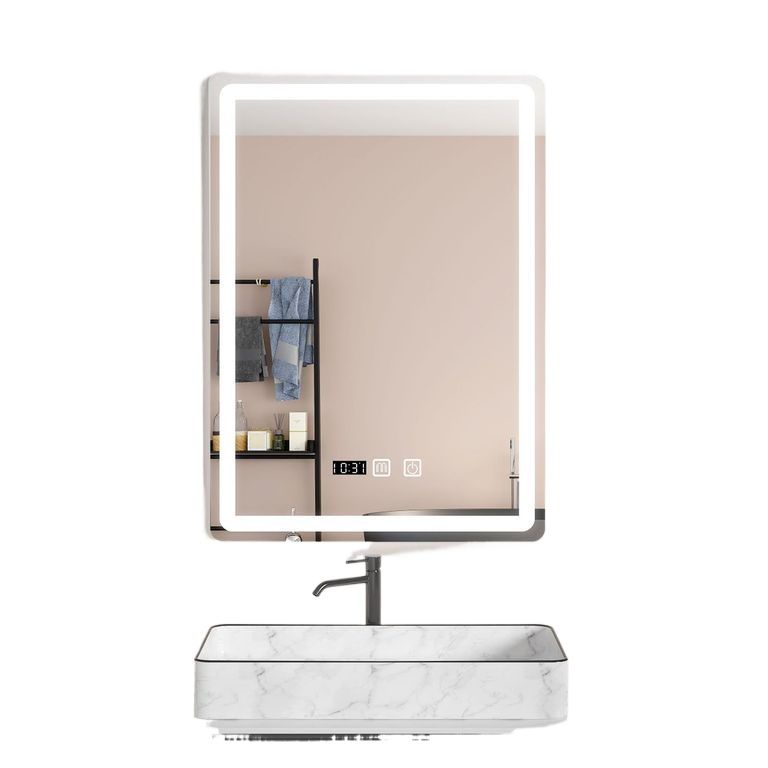 Espejo Rectangular Led Con Touch Antiniebla 50x70 Cm