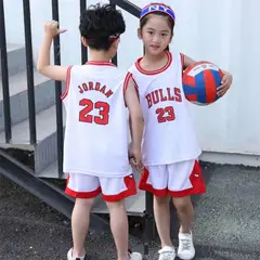 DANWEILE - Traje de entrenamiento de baloncesto de manga corta para niños Blanco