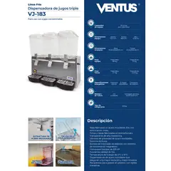 VENTUS - Dispensadora de Jugos con 3 tolvas, VJ-183