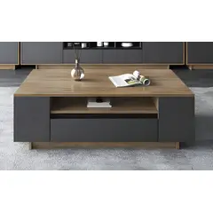 VENTITAS HOME - Mesa de Centro Zunna Color Plomo y Espresso