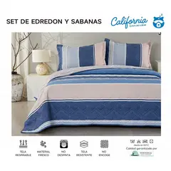 MINGDA - Set de Cubrecama QUEEN + Juego de sabanas + fundas 100% Calidad