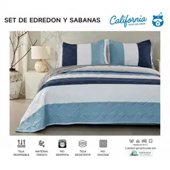 MINGDA - Set de Cubrecama QUEEN + Juego de sabanas + fundas 100% Calidad