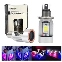 KOBO - Foco LED H4 para Moto con Ojo de Ángel Rojo 3600LM y Sistema de Ventilación Integrado