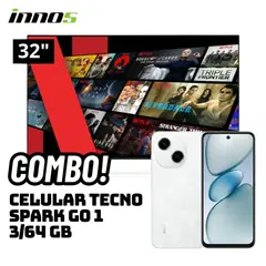 GENERICO - TELEVISOR INNOS 32 SMART TV ANDROID TV HD LED - S3201KU + CELULAR TECNO SPARK GO 1 3/64 GB BLANCO