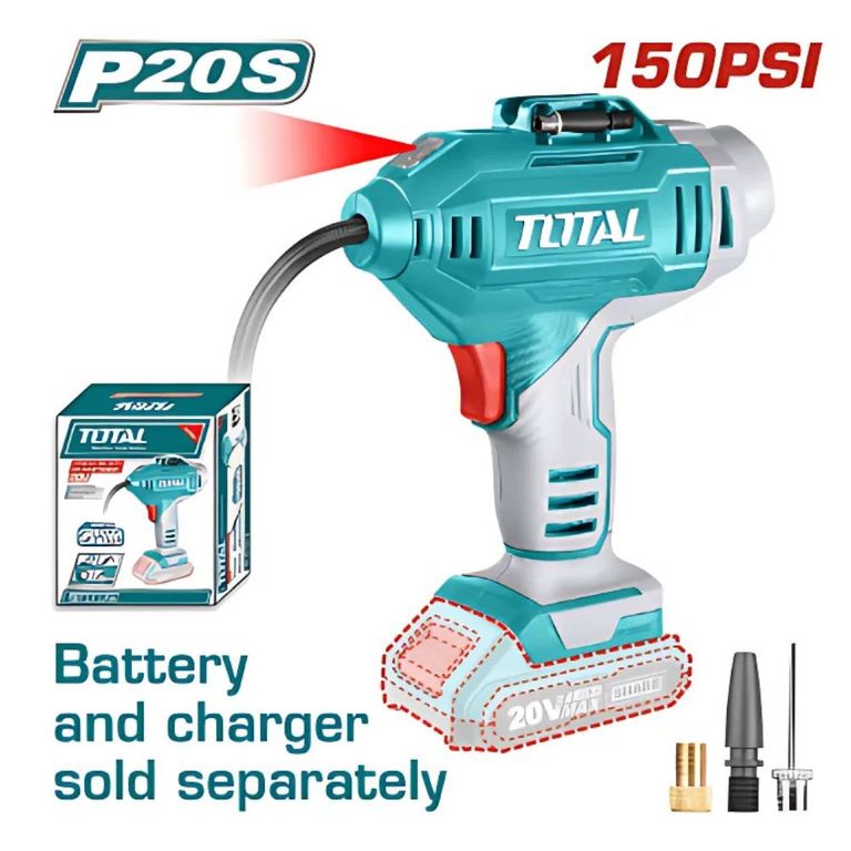 Mini Compresora de Aire para Auto 20v LI-ION Total 150PSI - TACLI2018