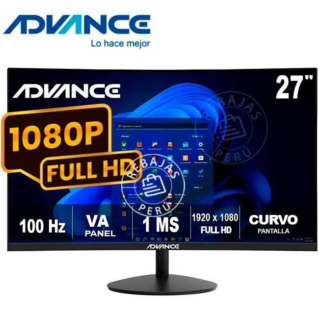 Monitor Curvo ADV-2751S 27″ FHD 100 Hz 1 ms HDMI DP Parlantes