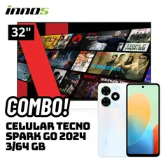 GENERICO - TELEVISOR INNOS 32 SMART TV ANDROID TV HD LED - S3201KU + CELULAR TECNO SPARK GO 2024 3/64 GB BLANCO