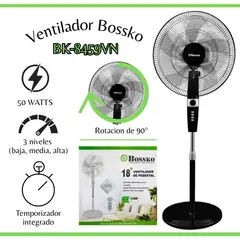 BOSSKO - Ventilador Pedestal 18″ con Temporizador - BK8459VN