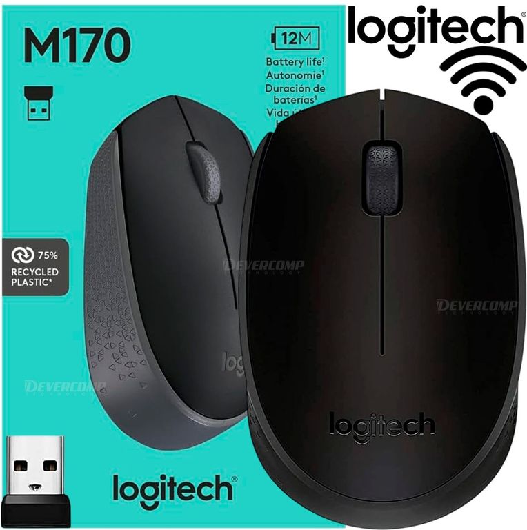 Mouse Inalámbrico M170 USB 2.4GHz 1000 DPI Negro