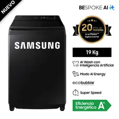 SAMSUNG - LAVADORA 19KG WA80F19S8B AI WASH ECOBUBBLE™ NEGRA