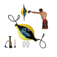 GENERICO - Pera Loca Box con Inflador Artes Marciales Agilidad Reflejo Amarillo