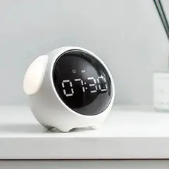 GENERICO - Reloj despertador LED Kawaii con Expresiones y Alarma