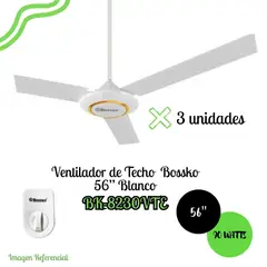 BOSSKO - Ventilador de Techo 56" 90 Watts BK-8230VTE X3UNIDADES