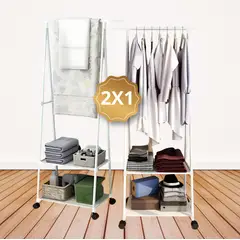 SM - 2 DE ESTANTES DE ORGANIZADOR DE ROPA CON RUEDAS BLANCO