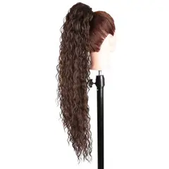 GENERICO - EXTENSIONES DE COLA DE FIBRA FUTURA RIZOS SOÑADOS DE 71CM DE LARGO Y 145GR CON 2 CLIP Y LIGA AJUSTABLE - CASTAÑO