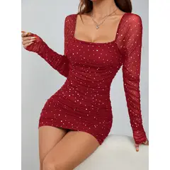 GENERICO - VESTIDO ROJO LOLITA DE FIESTA BRILLO URBANO