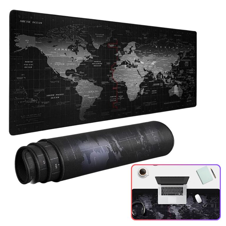 Pad Mouse Gamer XL 80×30 CM Mapamundi Alfombrilla Antideslizante Gamer