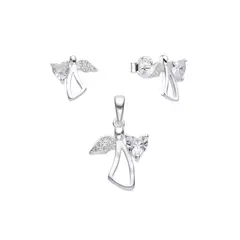 SANTORAL - Juego Angel Corazón Brillo - Plata