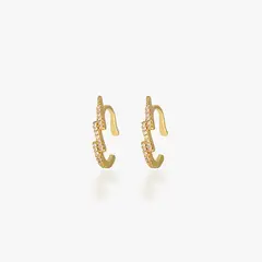 GENERICO - Earcuff Tre Dorado para Mujer en Acero con Circonias