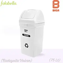 BASA - Papelera Bodeguita Blanco Vaiven 75 Lt Ecobasa.