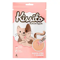 GENERICO - Snack Cremoso Gato Kissito Atún y Salmón 6 sobres x 4 tubos