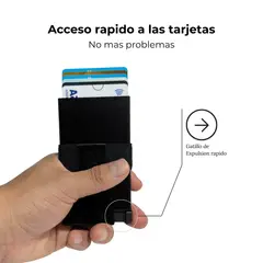 AMBOS - Tarjetero Automático de Aluminio con Bloqueo RFID