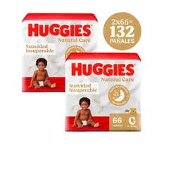 HUGGIES - Pack 2 Pañal Natural Care Talla G 66 unid