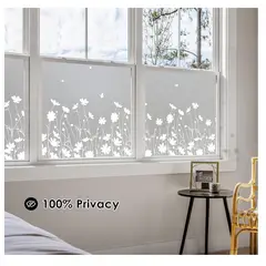 GENERICO - Film para privacidad de ventanas diseño flores en blanco 3mts x 44.5
