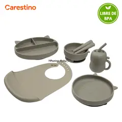CARESTINO - Set Alimentación para Bebé -GATITO- Gris