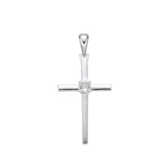 SANTORAL - Dije Cruz con Punto de Luz - Plata