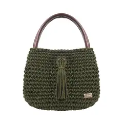 VERABRU - Cartera Andira Tejida A Mano 100% Algodón Asas de Cuero