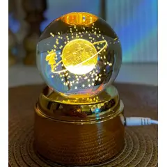 GENERICO - ESFERA CRISTAL GIRATORIO 3D LÁMPARA LED DORADO ADORNO GRANDE