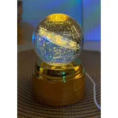 GENERICO - ESFERA CRISTAL GIRATORIO 3D LÁMPARA LED DORADO ADORNO GRANDE