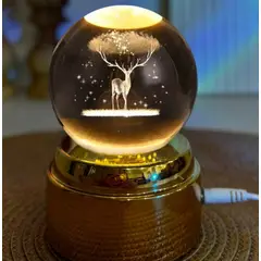 GENERICO - ESFERA CRISTAL GIRATORIO 3D LÁMPARA LED DORADO ADORNO GRANDE