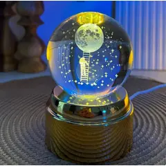 GENERICO - ESFERA CRISTAL GIRATORIO 3D LÁMPARA LED DORADO ADORNO GRANDE