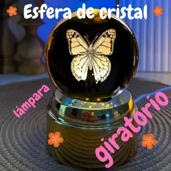 GENERICO - ESFERA CRISTAL GIRATORIO 3D GRANDE LÁMPARA LED ADORNO DORADO
