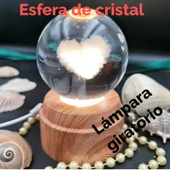 GENERICO - ESFERA CRISTAL GIRATORIO 3D LÁMPARA LED ADORNO GRANDE