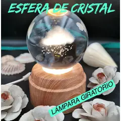 GENERICO - ESFERA CRISTAL GIRATORIO 3D LÁMPARA LED ADORNO GRANDE