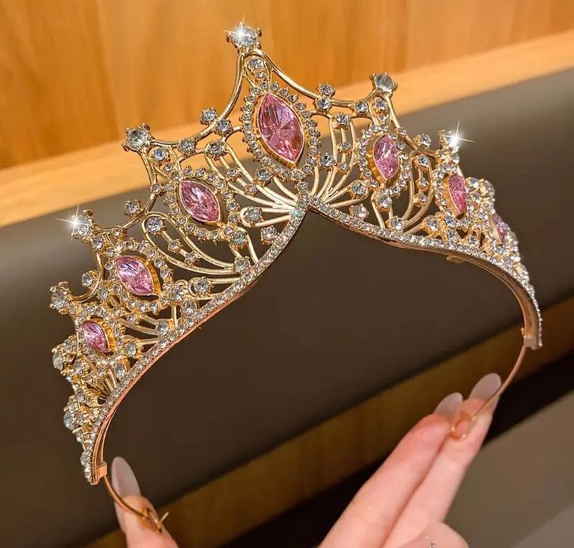 TIARA CORONA CLÁSICA ROSADA