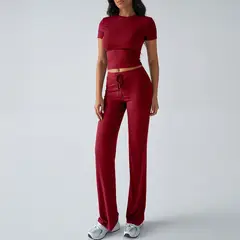 TIOZONEY - Conjunto deportivo para mujer-Rojo