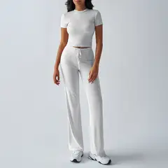 TIOZONEY - Conjunto deportivo para mujer-Blanco