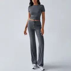 TIOZONEY - Conjunto deportivo para mujer-Gris